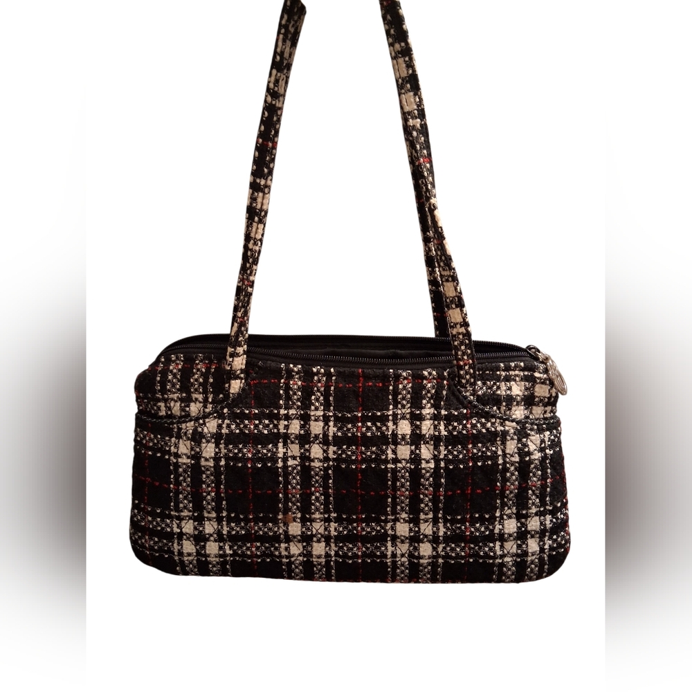 Vintage Vera Bradley 90s Black And White Plaid Shoulder Bag